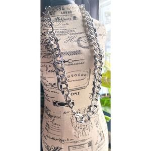 silver chain statement necklace
